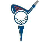 Patriot Golf Day: Icon of a golf ball with a golf driver behind it